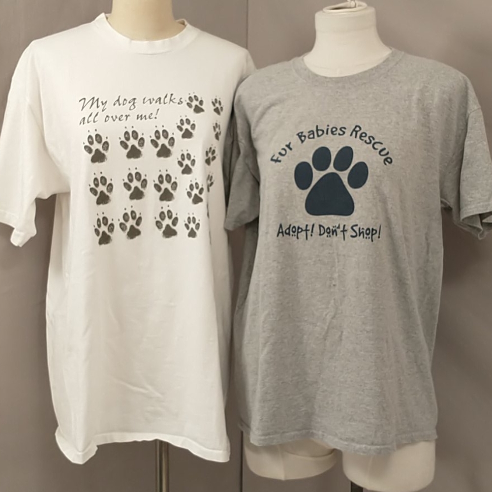 Dog Tee's Rescue T Shirt Lg & Dog Walks XL Cotton